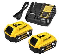 2 pièces 10,0Ah de Rechange pour Dewalt Batterie 18V + 1 pièce 3A DCB107 pour Dewalt Chargeur 10,8~20V Chargeur de Batterie avec Affichage LED