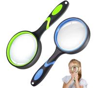 2 Pièces 10x Haute Définition Loupe Enfant, 75 mm Loupe à Main, Antidérapante et Incassable Loupe Enfant Insecte pour Livres, Cartes et L'observation des Insectes aux Personnes âgées et aux Enfants
