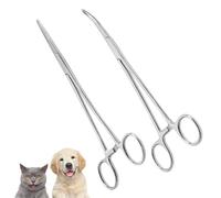 2 Pièces 12.5cm pince a clamper en Acier Inoxydable,Pince Droite et Pince courbée,Pince en Acier Inoxydable Multifonction,pour Soins Animaliers,pour Chiens Chats