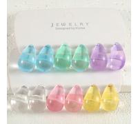 2 pièces-12 pièces/Ensemble Boucles d'oreilles gouttes cristal transparent et coloré, accessoires de bijoux bohèmes arc-en-ciel pour femmes 6 paires de petites gouttes d'eau,1 paire de petites gouttes