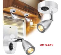 2 pièces 12V LED Spot Lampe Projecteur Plafonnier avec interrupteur Applique murale pour camping-car Caravane Bateau Camper Camping-car, Blanc chaud