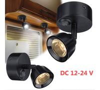 2 pièces 12V LED Spot lampe spot noir spot de plafond avec interrupteur spot mural pour camping-car caravane bateau caravane camper camping-car, blanc chaud