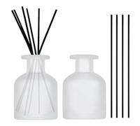 2 Pièces 150ml Flacons Diffuseurs en Verre, Diffuseur Parfum, Bouteilles Diffuseur, avec 10 Bâtonnets, pour Parfum d’Ambiance et Aromathérapie, pour Maison, Bureau, Rechange DIY（Blanc）