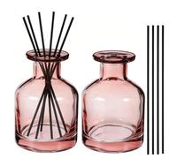 2 Pièces 150ml Flacons Diffuseurs en Verre, Diffuseur Parfum, Bouteilles Diffuseur, avec 10 Bâtonnets, pour Parfum d’Ambiance et Aromathérapie, pour Maison, Bureau, Rechange DIY (Rose)