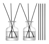 2 Pièces 150ml Flacons Diffuseurs en Verre, Diffuseur Parfum, Bouteilles Diffuseur, avec 10 Bâtonnets, pour Parfum d’Ambiance et Aromathérapie, pour Maison, Bureau, Rechange DIY（Transparent）