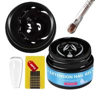 2 Pièces 15ml Gel de Construction Ongle UV, Solide Sculpture Gel Ongle et 48 PCS Chalbon, Gel de Base Vernis à ongles pour Nail Art, Nail Extension, Manucure de Réparation, Bricolage, Transparent