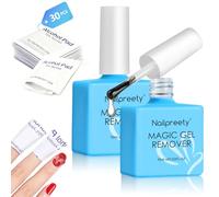 2 Pièces 15ml Magic dissolvant vernis semi permanent avec 30pcs Lingettes dissolvantes pour vernis à ongles, 3-5 Min remover vernis semi permanent, Retrait Rapide Sans Endommager les Ongles