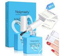2 Pièces 15ml Magic dissolvant vernis semi permanent avec 30pcs Lingettes dissolvantes pour vernis à ongles, 3-5 Min remover vernis semi permanent, Retrait Rapide Sans Endommager les Ongles