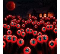 2 Pièces 16 LED Lampes Solaires Décoration d'halloween,lumières décoratives d'halloween, Effrayantes en Forme Globe Oculaire,Étanch IP65 Guirlande Lumineuse Solaire Lumières pour Chemin,Cour,Fête (A)