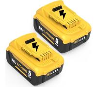 2 pièces 18V 5000mAh DCB184 Remplacement pour Dewalt Batterie 18V pour Dewalt Batterie DCB184 DCB180 DCB181 DCB182 DCB200 DCB201 DCB204 DCB127 DCB112 DCB115 avec indicateur LED