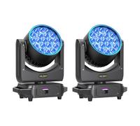 2 Pièces 19 LED 285W Wash Lyre LED, RGBW 4 in 1 Lumière de Scène Professionnelle Zoom avec Bande Lumineuse pour Fête KTV Concert DJ Noël Mariage Célébrations