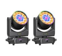 2 Pièces 19 LED 285W Wash Zoom Lyre LED, RGBW 4 in 1 Lumière de Scène Professionnelle Focus Dye avec Bande Lumineuse pour Fête Noël Mariage Célébrations