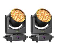 2 Pièces 19 LED Zoom Lumière Tête Mobile 285W Lyre LED RGBW 4 en 1 Moving Head Professionnelle Focus Wash DJ Lumière avec Bande Lumineuse pour Mariage Scène Soirée Concert Noël Halloween