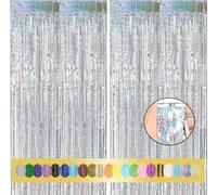 2 pièces 1x2,5 m Rideau Métallique de Frange Argentés, Décoration en Feuille de Paillettes pour le Nouvel An, Anniversaire, Fête de Mariage | Frange pour la décoration