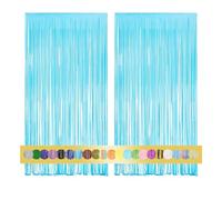 2 pièces 1x2,5 m Rideau Métallique de Frange bleu Macron, décoration en feuille de paillettes pour le réveillon du nouvel an, anniversaire, fête de mariage | Frange pour la décoration