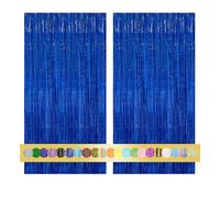 2 pièces 1x2,5 m Rideau Métallique de Frange bleus, décoration en feuille de paillettes pour le nouvel an, anniversaire, fête de mariage | Frange pour la décoration