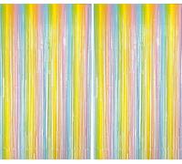 2 Pièces 1x2,5 m Rideau Métallique de Frange Colorés, Décoration en Feuille de Paillettes pour Nouvel An, Anniversaire, Fête de Mariage | Frange pour la décoration