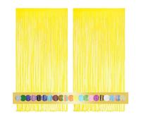 2 pièces 1x2,5 m Rideau Métallique de Frange Macron Jaune, Décoration en Feuille de Paillettes pour le Réveillon du Nouvel An, Anniversaire, Fête de Mariage | Frange pour la décoration