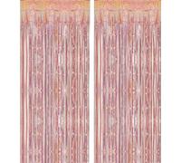 2 Pièces 1x2,5 m Rideau Métallique de Frange Or Rose, Décoration en Feuille de Paillettes pour Nouvel An, Anniversaire, Fête de Mariage | Frange pour la décoration