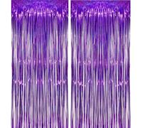 2 Pièces 1x2,5 m Rideau Métallique de Frange Violets, Décoration en Feuille de Paillettes pour Nouvel An, Anniversaire, Fête de Mariage | Frange pour la décoration