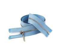 2 pièces 20-70cm 3# fermeture éclair en métal fermer/ouvert fermetures éclair décoratives pour veste bricolage vêtement accessoires de couture, Bleu ciel