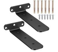 2 Pièces 200mm Support Equerre Etagere Murale, Supports d'étagères Flottants a L, Equerre Metal Noir, Support étagère Mural Fixation Etagere Invisible pour Salon, Cuisine, Salle à Manger