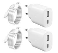 2 Pièces 25W Chargeur Rapide pour Apple iPhone 16/16 Pro/16 Pro Max/16 Plus/15/15 Pro/15 Pro Max/15 Plus/iPad P ro/iPad Air, PD+QC Multiple Prise Secteur USB Type C Adaptateur et Câble USB C