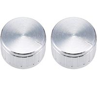 2 pièces 26x17mm potentiomètre en alliage d'aluminium bouton rotatif de contrôle du Volume trou d'arbre moleté ton argent, for guitare à arbre 6mm diamètre