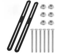 2 Pièces 275x24mm Fixation pour Boîte aux Lettres, Support de Connecteur Robuste en Acier Inoxydable, Patte de Fixation Plate, avec 6 Vis et Écrous pour Pied Boîte aux Lettres Extérieur, Noir