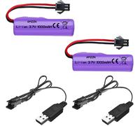 2 Pièces 3,7V 1000Mah Sm-2P Fiche Lipo Batterie Avec Chargeur Usb Adapté Pour Tb202 Tb201 Tm201 Tm202 Tc141 De35 De38 De40 De50 Véhicule Télécommandé,Camion,Batterie Du Véhicule Stunt