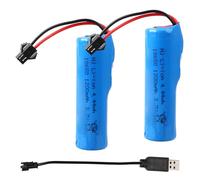 2 Pièces 3.7v 1200mAh Batterie Li-ION Rechargeable, Prise SM-2P avec câble de USB, Compatible avec Les Voitures RC Tout Terrain, Camions, Chars, Robots et Véhicules Télécommandés 14500 et 18650