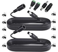 2 Pieces 3 Metres Extension Cord DC Power Cord 2.1mm x 5.5mm Male to Female Connector for AC Adapter,LED,CCTV Camera Power,Car,Monitors,and More-Black