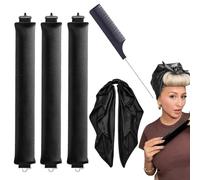 2 pièces/3 pièces bigoudi sans chaleur avec serviette carrée et peigne à queue pointue boucles satinées sans chaleur tiges d'éruption de nuit, boucles élastiques de nuit pour cheveux