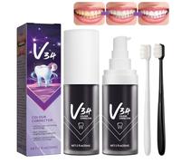 2 Pièces 30 Ml Dentifrice Violet Purple Toothpaste Avec 2 Brosses à Dents élimination Des Taches, Nettoyage Efficace, Blanchiment Et Haleine Fraîche, Pour Les Dents Jaunes