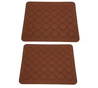 2 pièces 30 trous tapis de four à macarons antiadhésif en silicone, accessoire d'outil de cuisson de cuisine tapis de cuisson macaron pour la cuisine à domicile couleur café