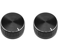 2 pièces 30x17mm potentiomètre en alliage d'aluminium bouton rotatif de contrôle du volume trou d'arbre moleté noir, for guitare à arbre 6 mm diamètre