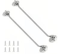 2 Pieces 350mm Latch Hooks,Silver 201 Stainless Steel Hook And Eye Latch,Door Closing Hooks,Door Hook With 8 Screws For Doors,Cabinets,Windows,Fence