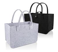 2 Pièces 39x26x20CM Sac en Feutre, Grand Capacité Pliable Sacs en Feutre Pliables XXL, Feutre Sac à Provisions avec Poignée Panier en Feutre pour Bois de Cheminée, Jouets, Shopping