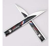 2 pièces 3D Insigne d'emblème latéral d'aile Voiture étiquette Autocollant en métal chromé, Marques carrosserie Automatique Style décalcomanie pour Peugeot 206 207 307 3008 2008 308 408 508 301 208