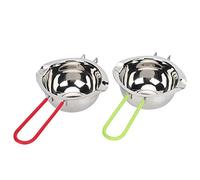 2 pièces 400 ml double marmite en acier inoxydable, fondoir à chocolat avec long manche, ustensile de cuisine pour faire fondre le beurre, le fromage, le caramel, 10,6 x 5,5 x 2,4 (green+red)