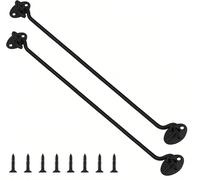 2 Pieces 400mm Hook Latch,Black 201 Stainless Steel Hook And Eye Latch,Door Closing Hooks,Door Hooks With 8 Screws,For Door Locks,Garden Fences