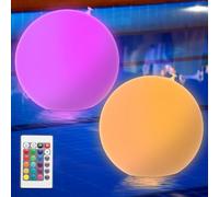 2 Pièces 40cm Boule Lampe Flottante Piscine, Ballon de Plage Lumineux à Lumière avec 16 Couleurs de Lumières et 4 Modes Boule Lumineuse Piscine Flottante Boule d'eau Gonflable avec Télécommande