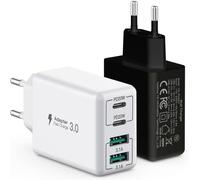 [2 Pieces] 40w Usb C Charger, 4 Usb C Ports, Dual Port Pd+Qc Fast Charging Pad Multiport Wall Socket Type C Compatible With Iphone 12/13/14/15/Pro Max/Xs/Xr/8/7/Samsung/Tablet