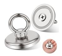 2 Pièces 42 mm Aimant de Pêche, Aimant Neodyme Super Puissant, 50 kg (110 lb) Peche a l'aimant, Aimants de Pêche pour la Maison, Atelier, Récupération dans les étangs, Pêche, Lacs, Pelouses, Océan