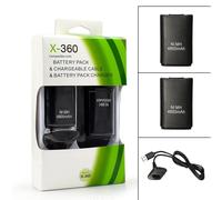 2 pièces 4800mAh batterie Rechargeable avec 1 câble de chargement pour Batteries de manette de jeu Xbox 360 batterie de contrôleur sans fil en gros White