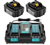 2 Pièces 5.0Ah 18V BL1850 Batterie + DC18RD Chargeur pour Makita 18V Batterie BL1860 BL1850B BL1840 BL1850 BL1830 BL1815