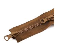 2 pièces 5# Fermeture à glissière à double curseur en résine à extrémité ouverte, fermeture à glissière à double sens pour doudoune, accessoires de couture à faire soi-même,Marron,80cm
