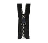 2 pièces 5# fermeture éclair en métal 40-120cm verrouillage automatique fermeture éclair à extrémité ouverte pour vêtements veste manteau fermetures à glissière, Noir, 60cm