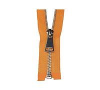 2 pièces 5# fermeture éclair en métal 40-120cm verrouillage automatique fermeture éclair à extrémité ouverte pour vêtements veste manteau fermetures à glissière, Orange, 60cm
