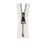 2 pièces 5# fermeture éclair en métal 40-120cm verrouillage automatique fermeture éclair à extrémité ouverte pour vêtements veste manteau fermetures à glissière, Blanc, 100cm